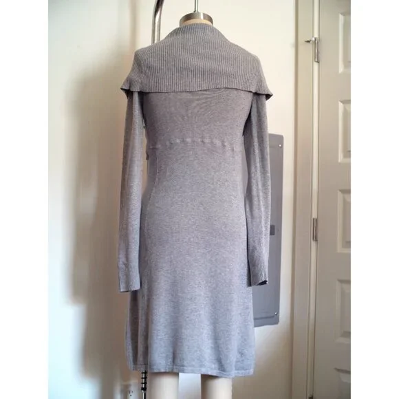 Athleta Sochi Gray Draped Wrap Cowl Long Sleeve Dress Sz M Organic Cotton & Wool - Picture 2 of 4
